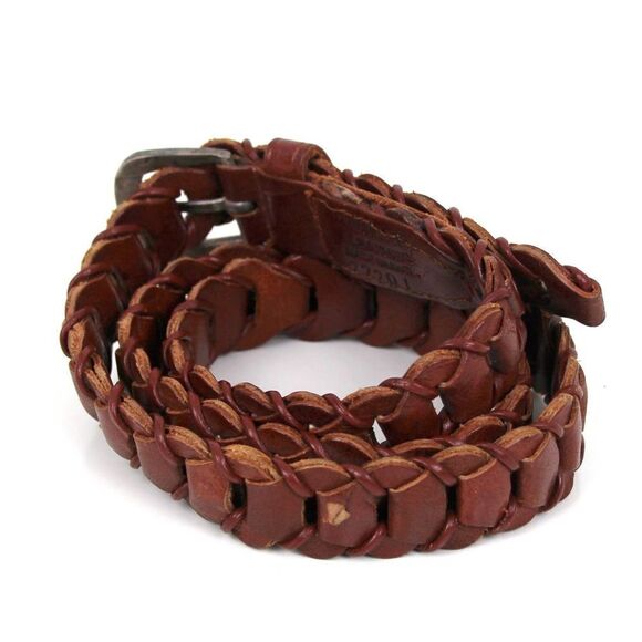 BRAIDED BROWN GENUINE LEATHER 1"Wd DRESS CASUAL WOMEN'S BELT Sz M (20M - Picture 4 of 11